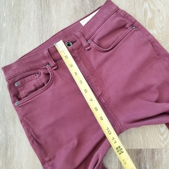 Rag & bone Women's High Rise Ankle Straight Leg Skinny Jeans  Burgundy Modal - Picture 10 of 15